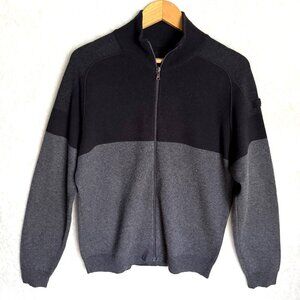 size 52 Prada Mens Two-Tone Black Gray Full-Zip Wool Sweater cardigan‎ 2010